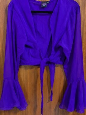 Moondance Inc. Purple Tie-Front Sheer Blouse
